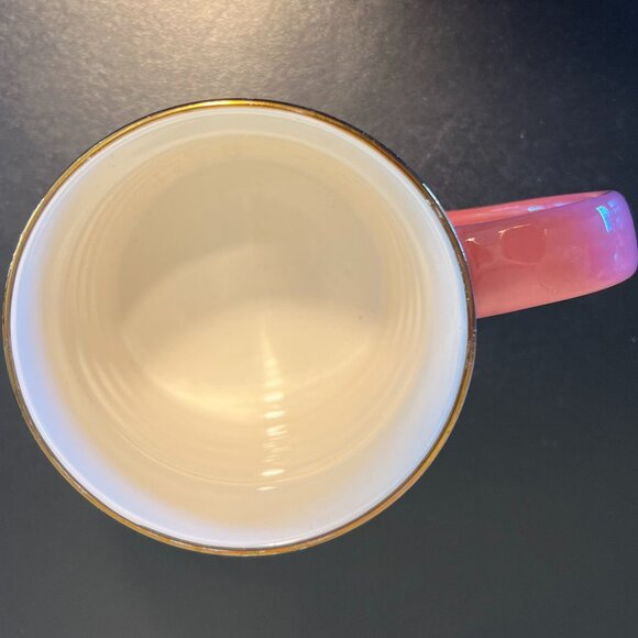 OPALHOUSE Letter J  Initial Monogram Pink & Metallic Gold Ceramic Mug ~ Ribbed - Picture 6 of 11